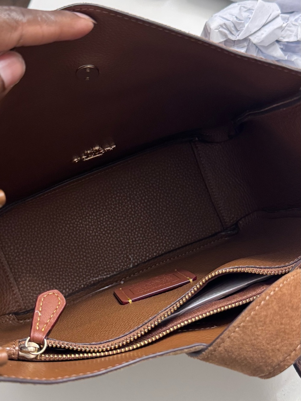 Coach Brown Suede Hadley Turnlock Hobo Bag - Picture 7 of 8